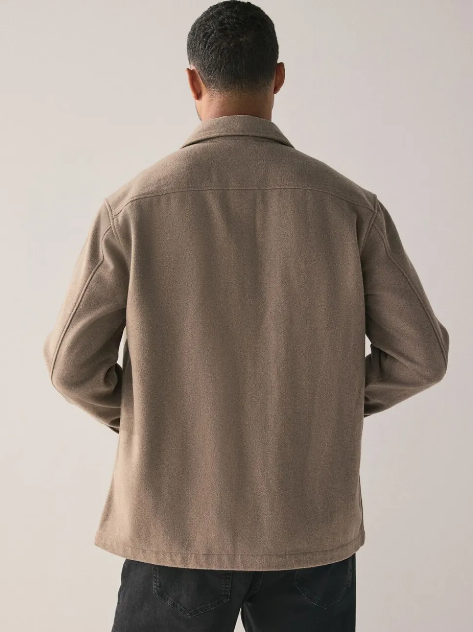 Neutraal - Overshirt met twee zakken en wol