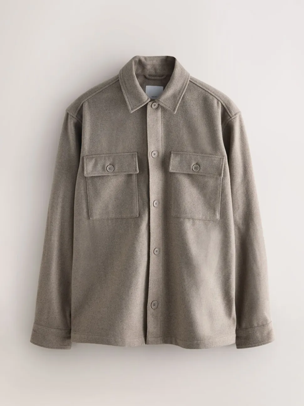 Neutraal - Overshirt met twee zakken en wol