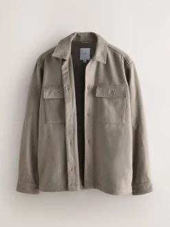 Neutraal - Overshirt met twee zakken en wol