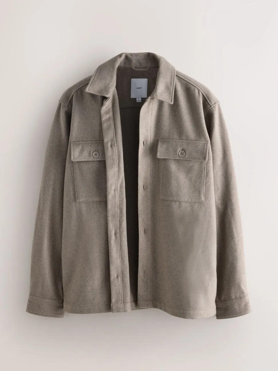 Neutraal - Overshirt met twee zakken en wol