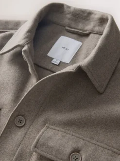 Neutraal - Overshirt met twee zakken en wol