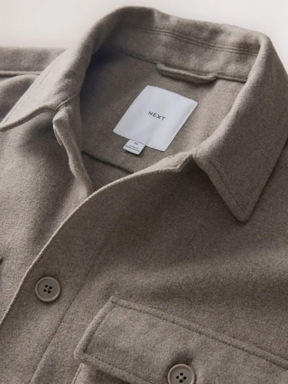 Neutraal - Overshirt met twee zakken en wol