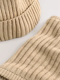 Neutraal - Pom Beanie Hat & Snood Set 2 Piece (1-16yrs)