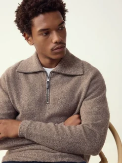Neutraal - Quarter Zip Neck Jumper with Wool