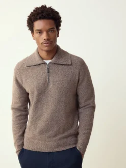 Neutraal - Quarter Zip Neck Jumper with Wool