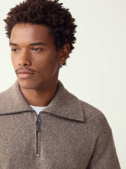 Neutraal - Quarter Zip Neck Jumper with Wool