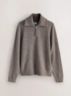 Neutraal - Quarter Zip Neck Jumper with Wool