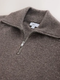 Neutraal - Quarter Zip Neck Jumper with Wool