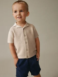 Neutraal - Revere Collar Short Sleeve Knitted Polo Shirt (3mths-7yrs)