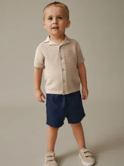 Neutraal - Revere Collar Short Sleeve Knitted Polo Shirt (3mths-7yrs)