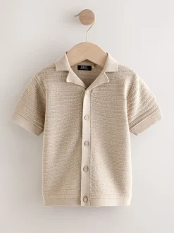 Neutraal - Revere Collar Short Sleeve Knitted Polo Shirt (3mths-7yrs)