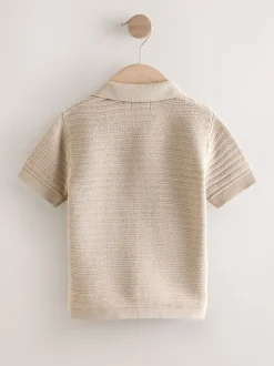 Neutraal - Revere Collar Short Sleeve Knitted Polo Shirt (3mths-7yrs)