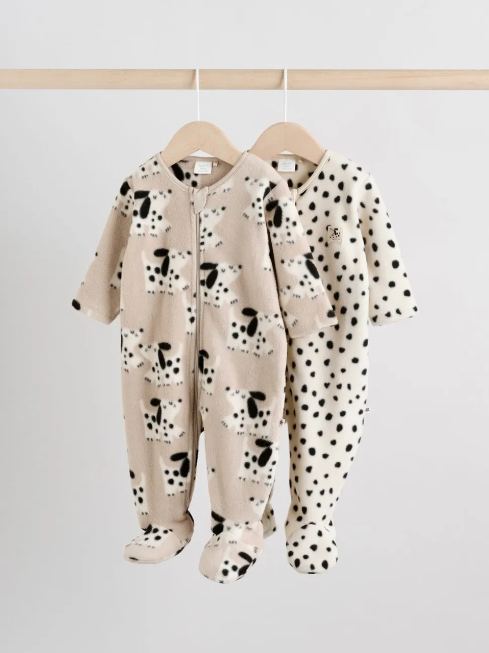 Neutraal - Set van 2 baby-onesies van microfleece met tweewegrits