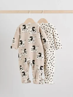 Neutraal - Set van 2 baby-onesies van microfleece met tweewegrits