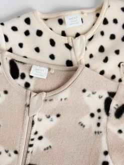 Neutraal - Set van 2 baby-onesies van microfleece met tweewegrits