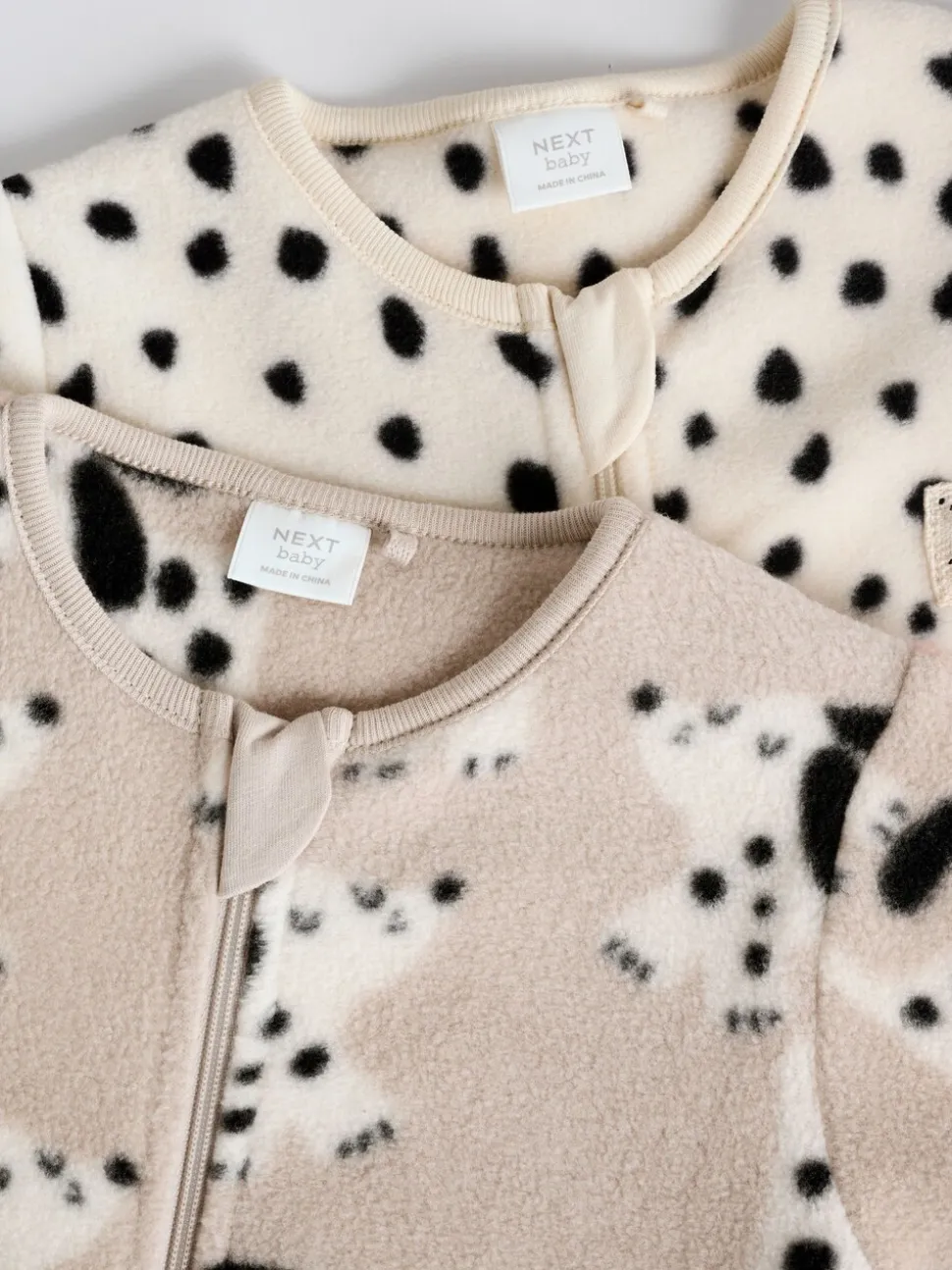 Neutraal - Set van 2 baby-onesies van microfleece met tweewegrits