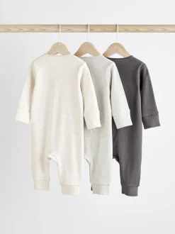 Neutraal - Set van 3 voetloze babypyjama's met 2-weg rits van 100% katoen (0 mnd - 3 jr)