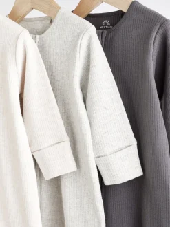 Neutraal - Set van 3 voetloze babypyjama's met 2-weg rits van 100% katoen (0 mnd - 3 jr)