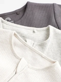 Neutraal - Set van 3 voetloze babypyjama's met 2-weg rits van 100% katoen (0 mnd - 3 jr)