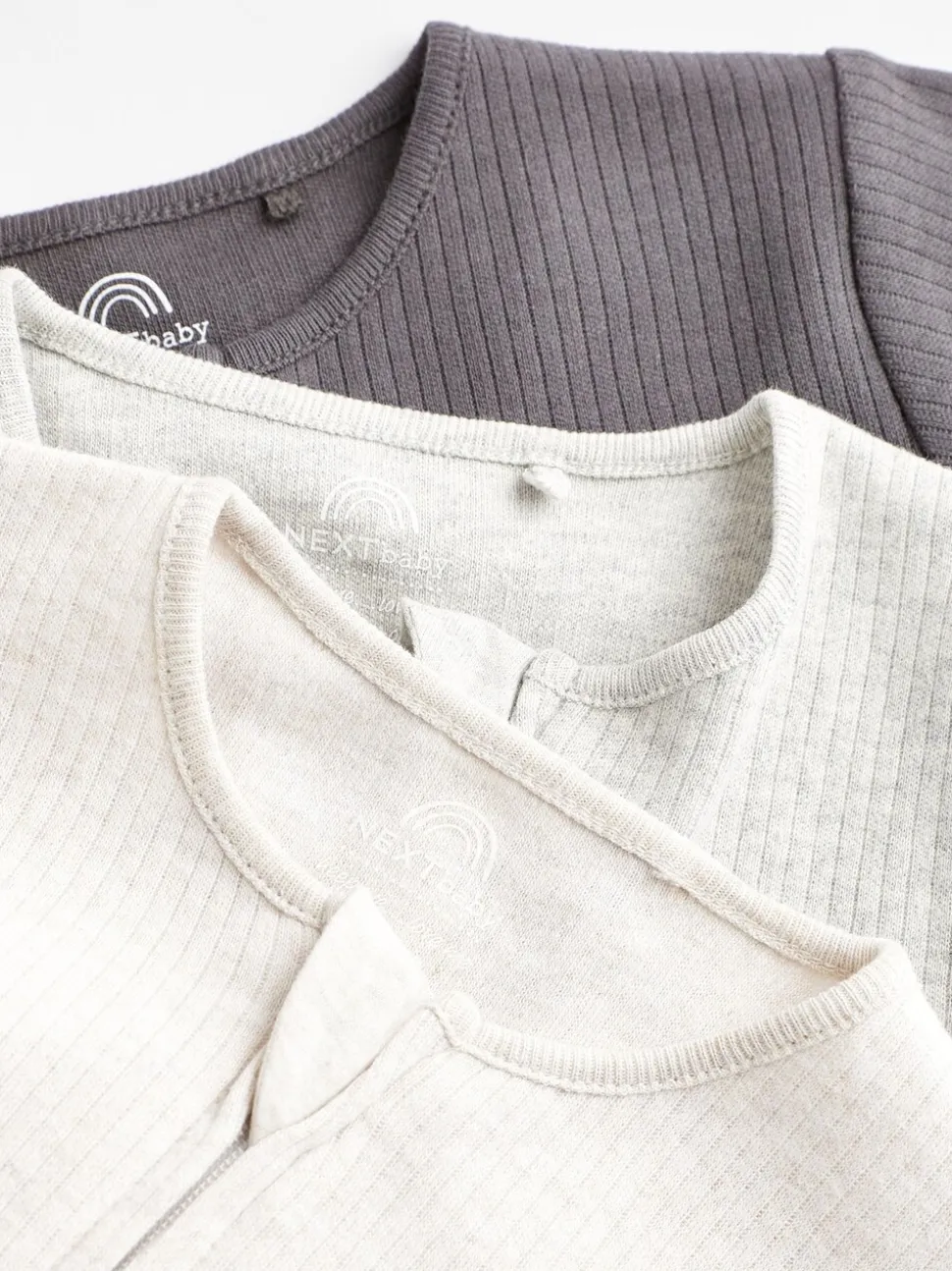 Neutraal - Set van 3 voetloze babypyjama's met 2-weg rits van 100% katoen (0 mnd - 3 jr)