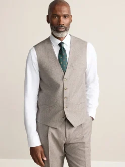 Neutraal - Signature Marzotto 100% Italiaans wollen Pak met ruitpatroon: gilet