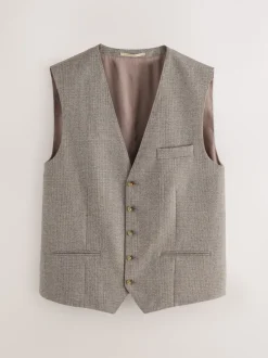 Neutraal - Signature Marzotto 100% Italiaans wollen Pak met ruitpatroon: gilet