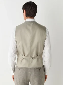 Neutraal - Slim Fit Nova Fides Italian Wool Blend Trimmed Textured Suit Waistcoat