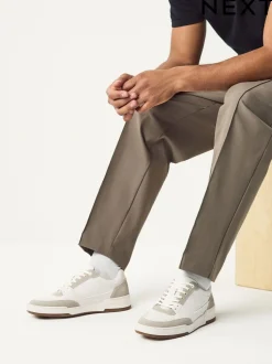 Neutraal - Smart Casual Trainers with Suede Trim