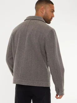 Neutraal - Threadbare Geborsteld overshirt met knoopsluiting