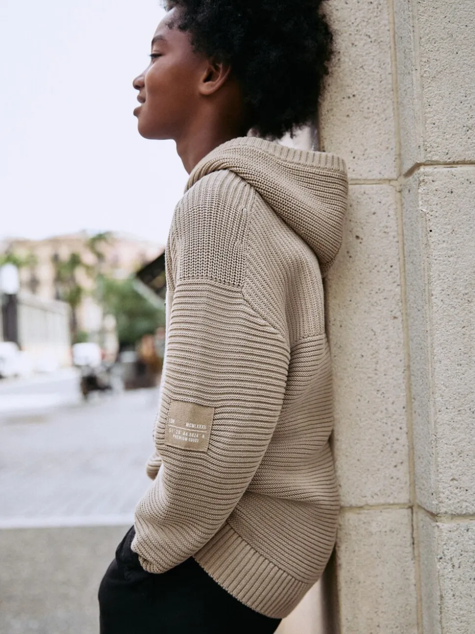 Neutraal - Utility gebreide hoodie (3-16jr)
