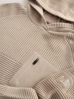 Neutraal - Utility gebreide hoodie (3-16jr)
