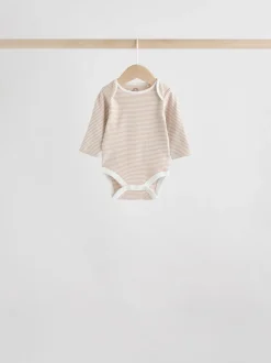 Neutraal - Verpakking van 5 100% katoenen babyrompertjes met lange mouwen