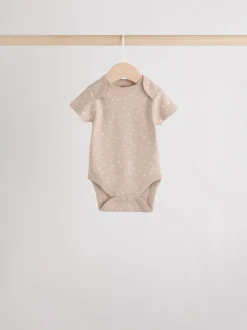 Neutraal - Verpakking van 5 babyrompertjes met korte mouw van 100% katoen