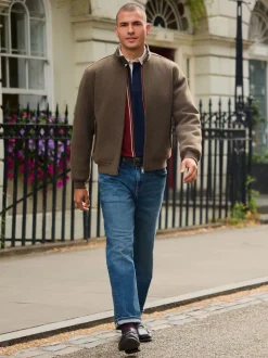 Neutraal - Wool Look Borg Lined Harrington Jacket