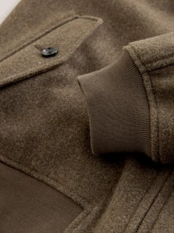 Neutraal - Wool Look Borg Lined Harrington Jacket