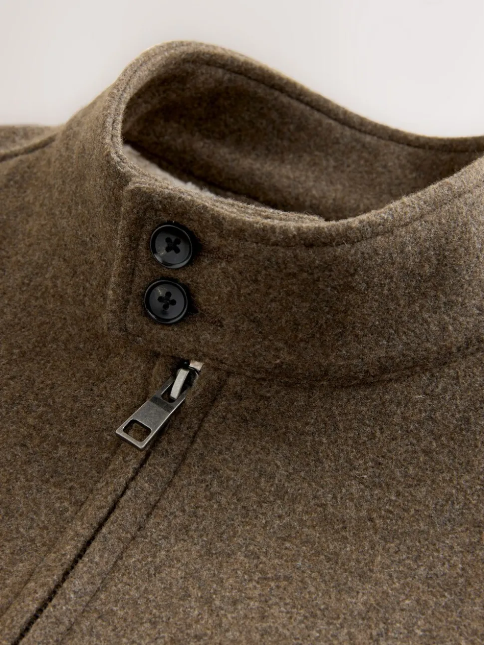 Neutraal - Wool Look Borg Lined Harrington Jacket
