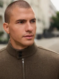 Neutraal - Wool Look Borg Lined Harrington Jacket
