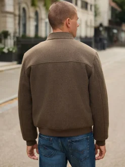 Neutraal - Wool Look Borg Lined Harrington Jacket