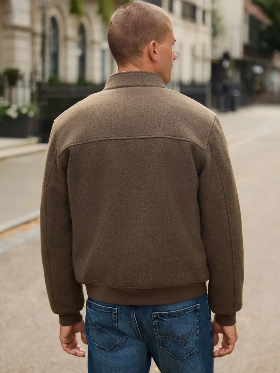Neutraal - Wool Look Borg Lined Harrington Jacket