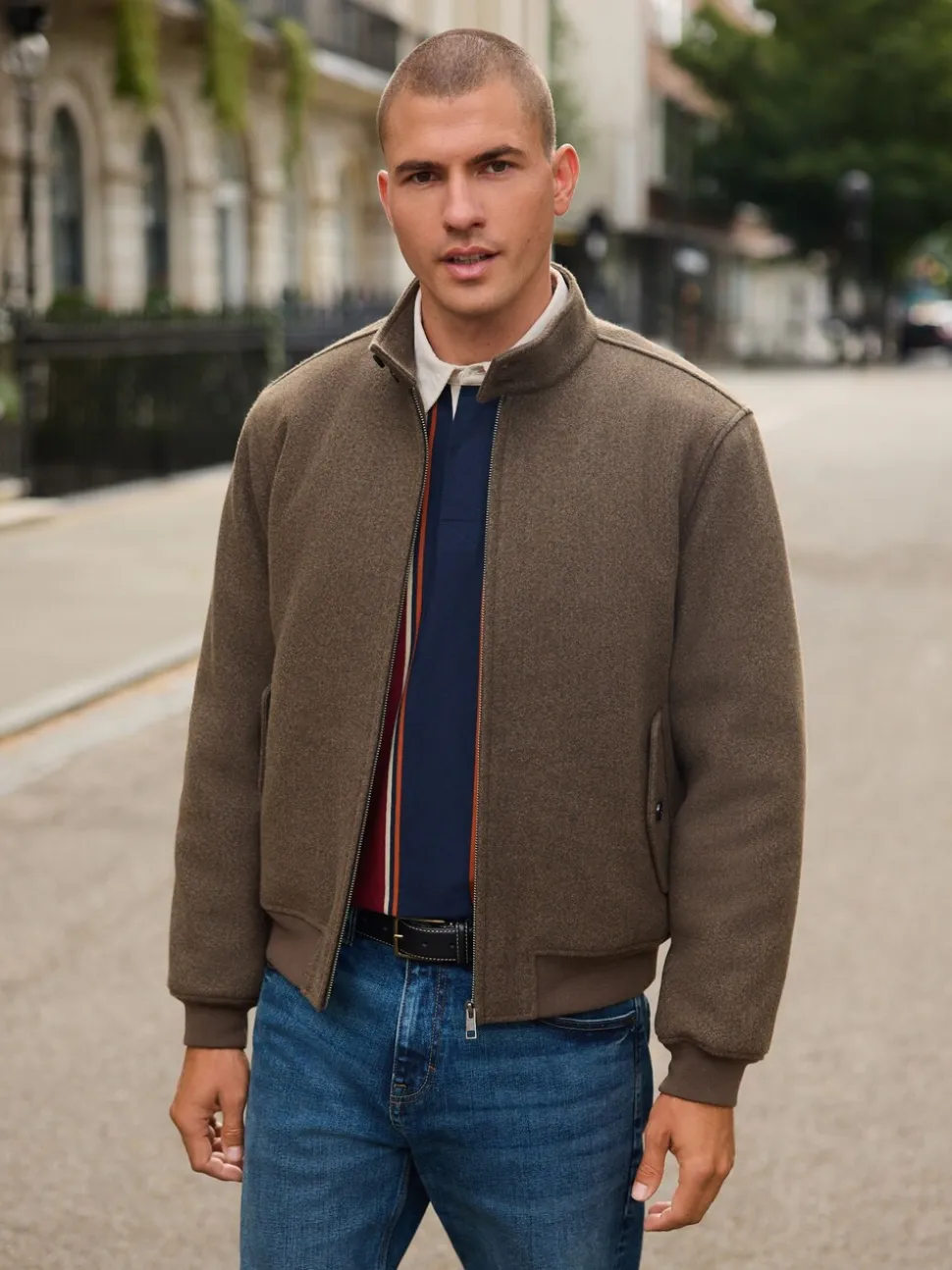 Neutraal - Wool Look Borg Lined Harrington Jacket