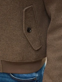 Neutraal - Wool Look Borg Lined Harrington Jacket