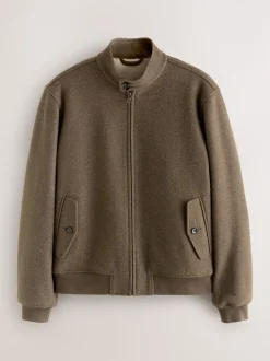 Neutraal - Wool Look Borg Lined Harrington Jacket