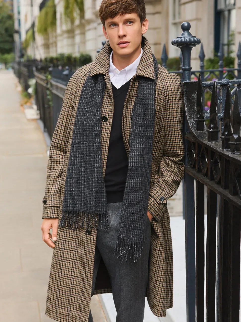 Neutraal - Wool Rich Italian Fabric Dogtooth Check Coat