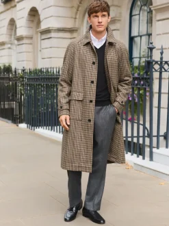 Neutraal - Wool Rich Italian Fabric Dogtooth Check Coat