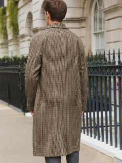 Neutraal - Wool Rich Italian Fabric Dogtooth Check Coat