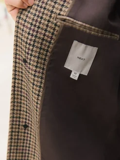 Neutraal - Wool Rich Italian Fabric Dogtooth Check Coat