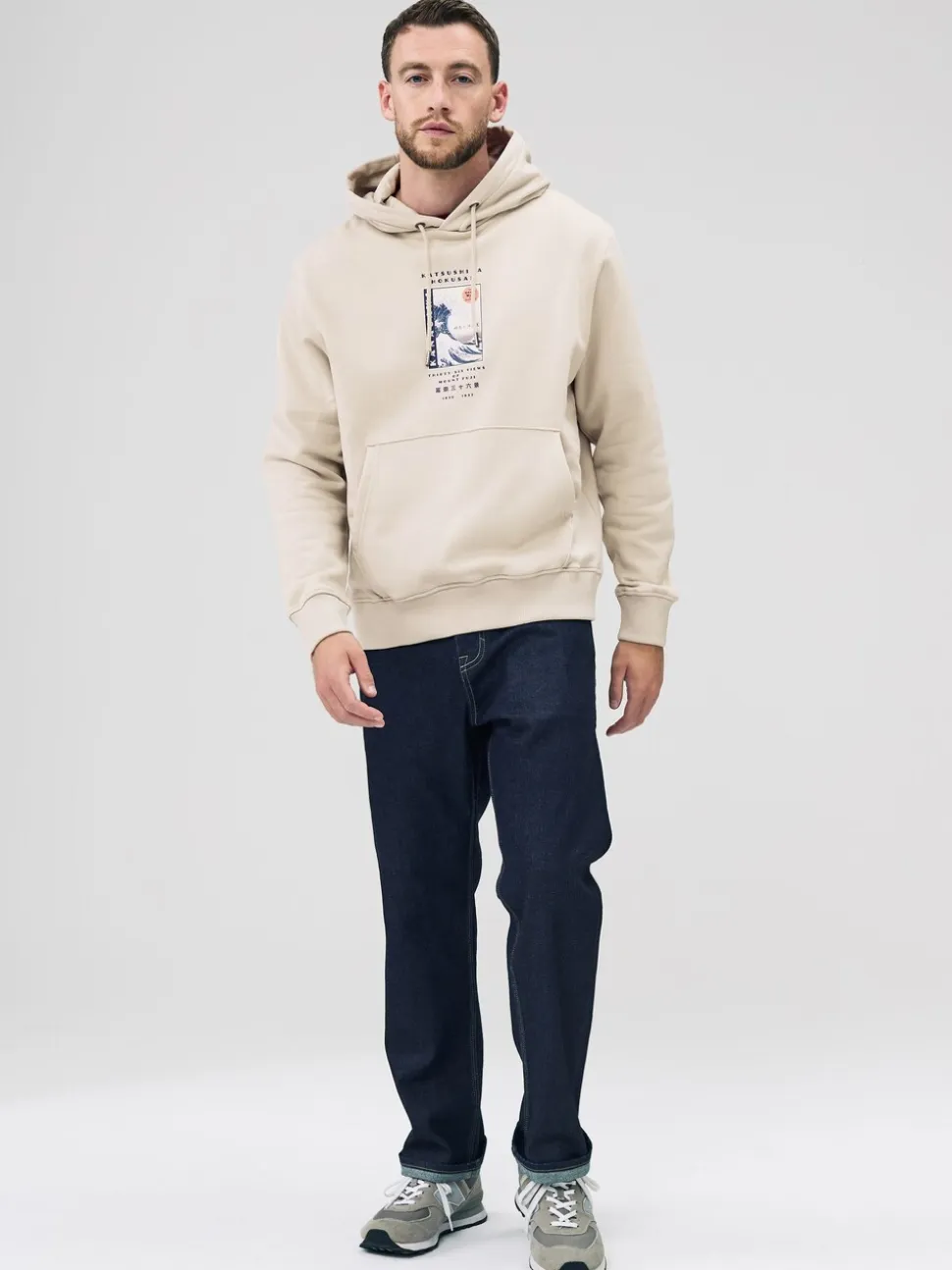 Neutraal ecru - Pullover-hoody - Hokusai Graphic License