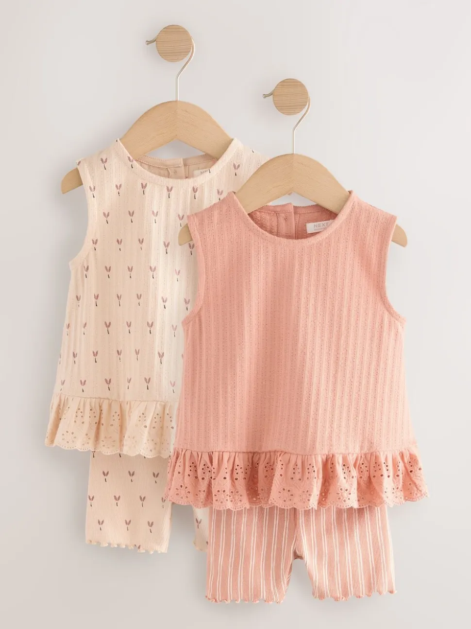 Neutraal fijne print - Set van 2 hemdjes en shorts (3mnd -7jr)