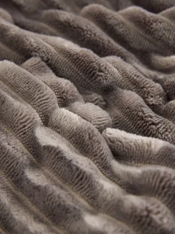 Neutraal kiezelkleurig - Geribbelde kamerjas met textuur