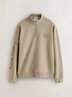 Neutraal kiezelkleurig - Keith Haring Licence Graphic Print Quarter Zip Neck Sweatshirt